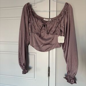 Altar'd State Dusty Purple Long Sleeve Blouse
